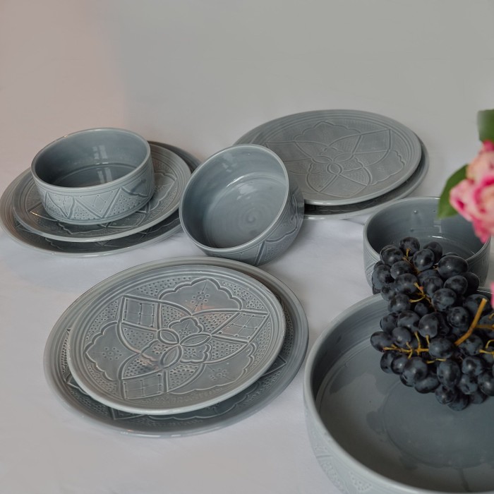 Assiette "La Tatouée" - Bleu/Gris