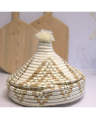Tajine en osier - Blanc/Doré