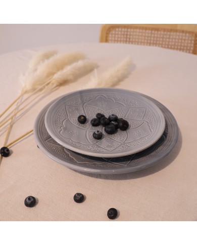 Assiette "La Tatouée" - Bleu/Gris