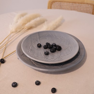 Assiette "La Tatouée" - Bleu/Gris