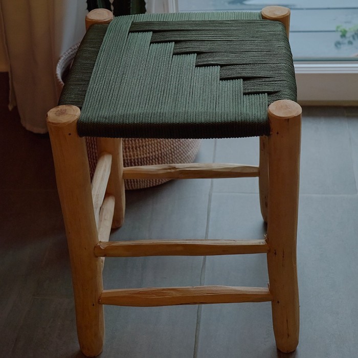 Tabouret tressé - Vert sapin