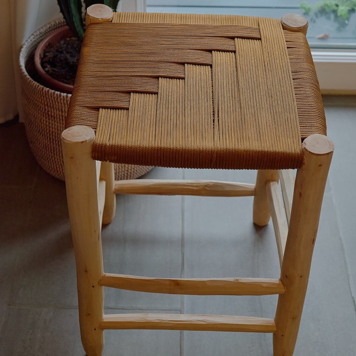 Tabouret tressé - Camel