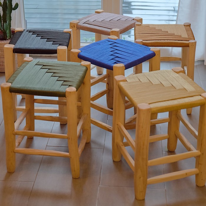 Tabouret tressé - Camel