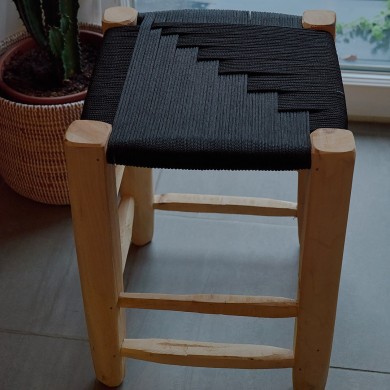 Tabouret tressé - Noir
