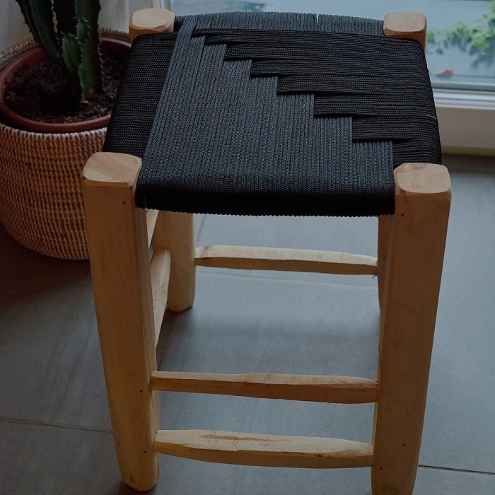 Tabouret tressé - Noir
