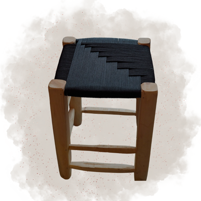 Tabouret tressé - Noir