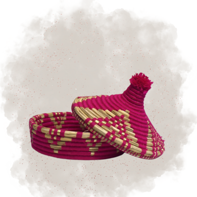 Tajine en osier - Rouge/Doré
