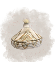 Tajine en osier - Blanc/Doré