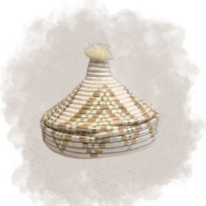 Tajine en osier - Blanc/Doré