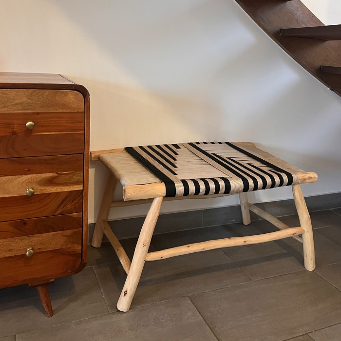 Banc tressé - Noir et Beige