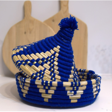 Tajine en osier - Bleu/Doré