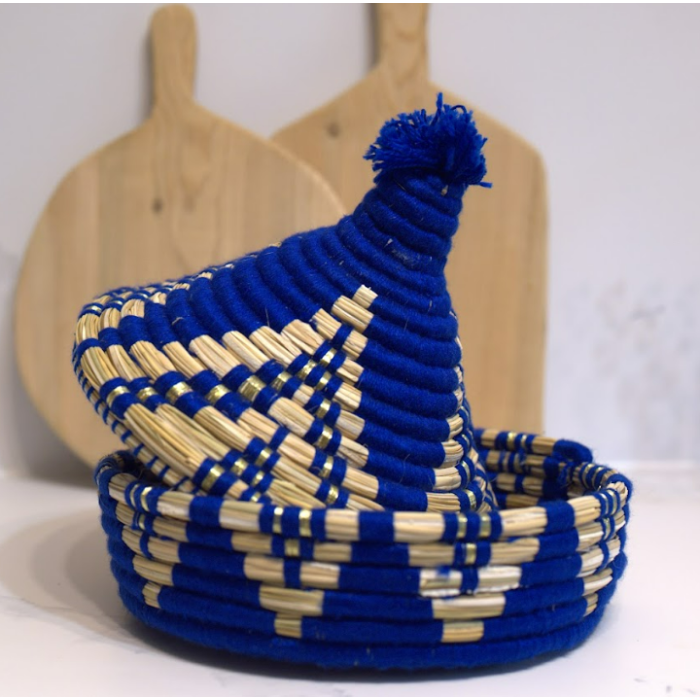 Tajine en osier - Bleu/Doré