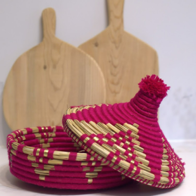 Tajine en osier - Rouge/Doré