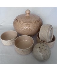 Soupière + 4 Bols "La Tatouée" - Sable