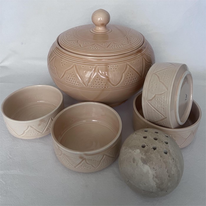 Soupière + 4 Bols "La Tatouée" - Sable