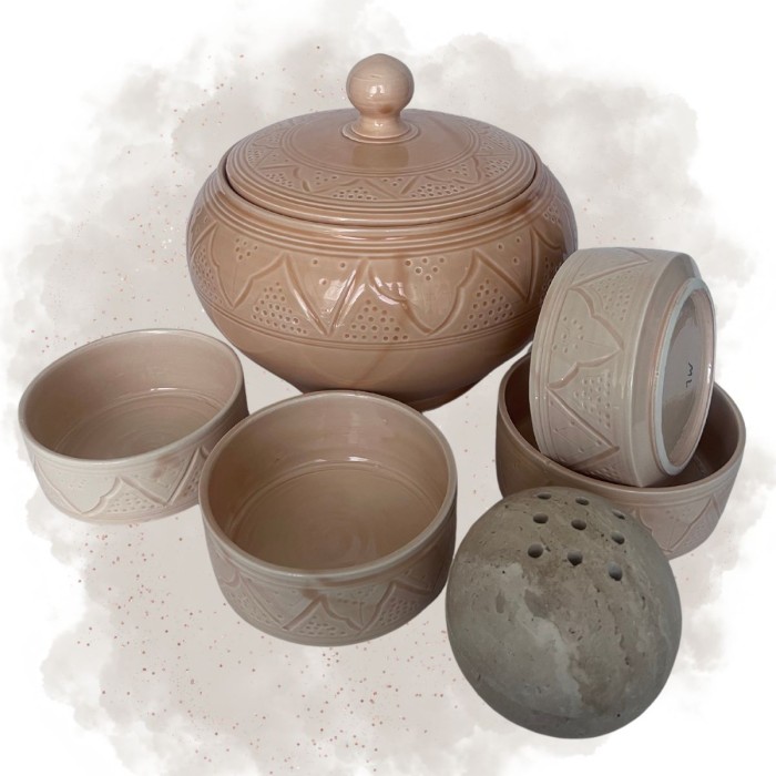 Soupière + 4 Bols "La Tatouée" - Sable