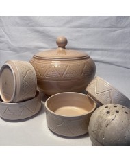 Soupière + 4 Bols "La Tatouée" - Sable