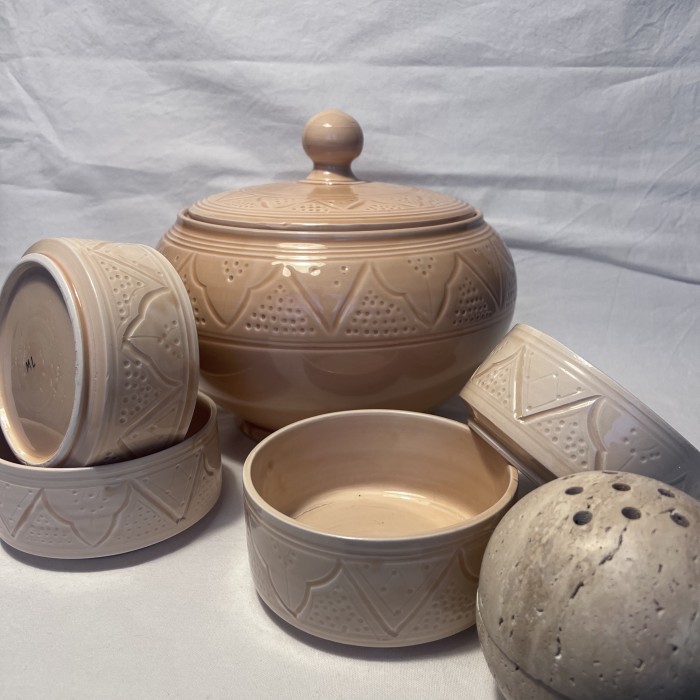 Soupière + 4 Bols "La Tatouée" - Sable