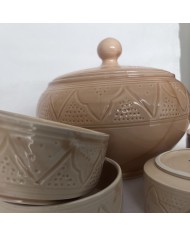 Soupière + 4 Bols "La Tatouée" - Sable