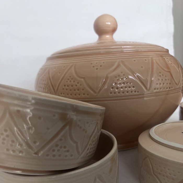 Soupière + 4 Bols "La Tatouée" - Sable