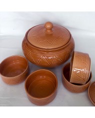 Soupière + 4 Bols "La Tatouée" - Terracotta