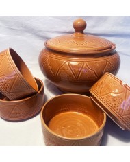 Soupière + 4 Bols "La Tatouée" - Terracotta