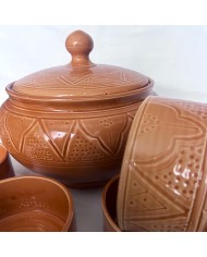 Soupière + 4 Bols "La Tatouée" - Terracotta